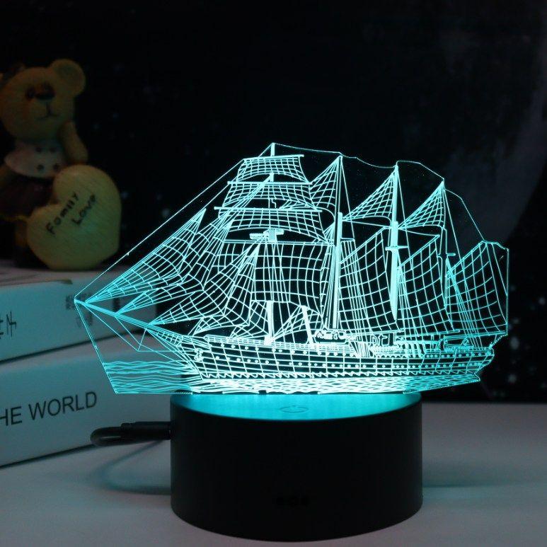 Светильник настольный NL-404 LED ночник Корабль 3Вт RGB USB Camelion 14562 #1