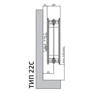 Радиатор стальной панельный Compact C тип 22 400х500 Qну=921 Вт бок/п RAL 9016 (белый) Heaton Plus #2