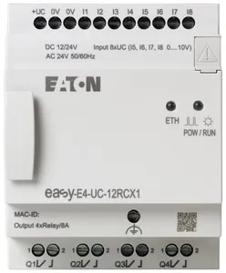 Реле программируемое EASY-E4-DC-12TCX1 24В DC цифровые 8 DI (4 могут использоваться как как аналог.) 4DO транз. часы реального времени Ethernet RJ45 EATON 197212