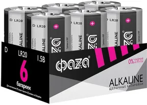 Элемент питания алкалиновый D/LR20 1.5В Alkaline Pack-6 (уп.6шт) ФАZА 5030633