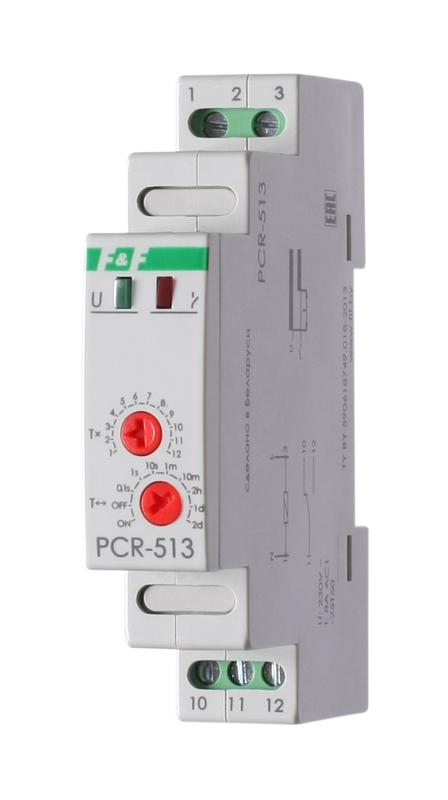 Реле времени PCR-513 8А 230В 1 перекл. IP20 задержка включ. монтаж на DIN-рейке F&F EA02.001.003 #1