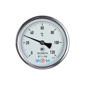 Термометр биметаллический БТ-1-100 120С Дк100 L=100 осевой ЭКОМЕРА