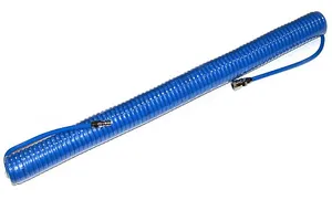 Пневмотрубка спиральная полиуретановая PU95 10х6.5 мм L 15 м (10 атм, голубая) Китай 