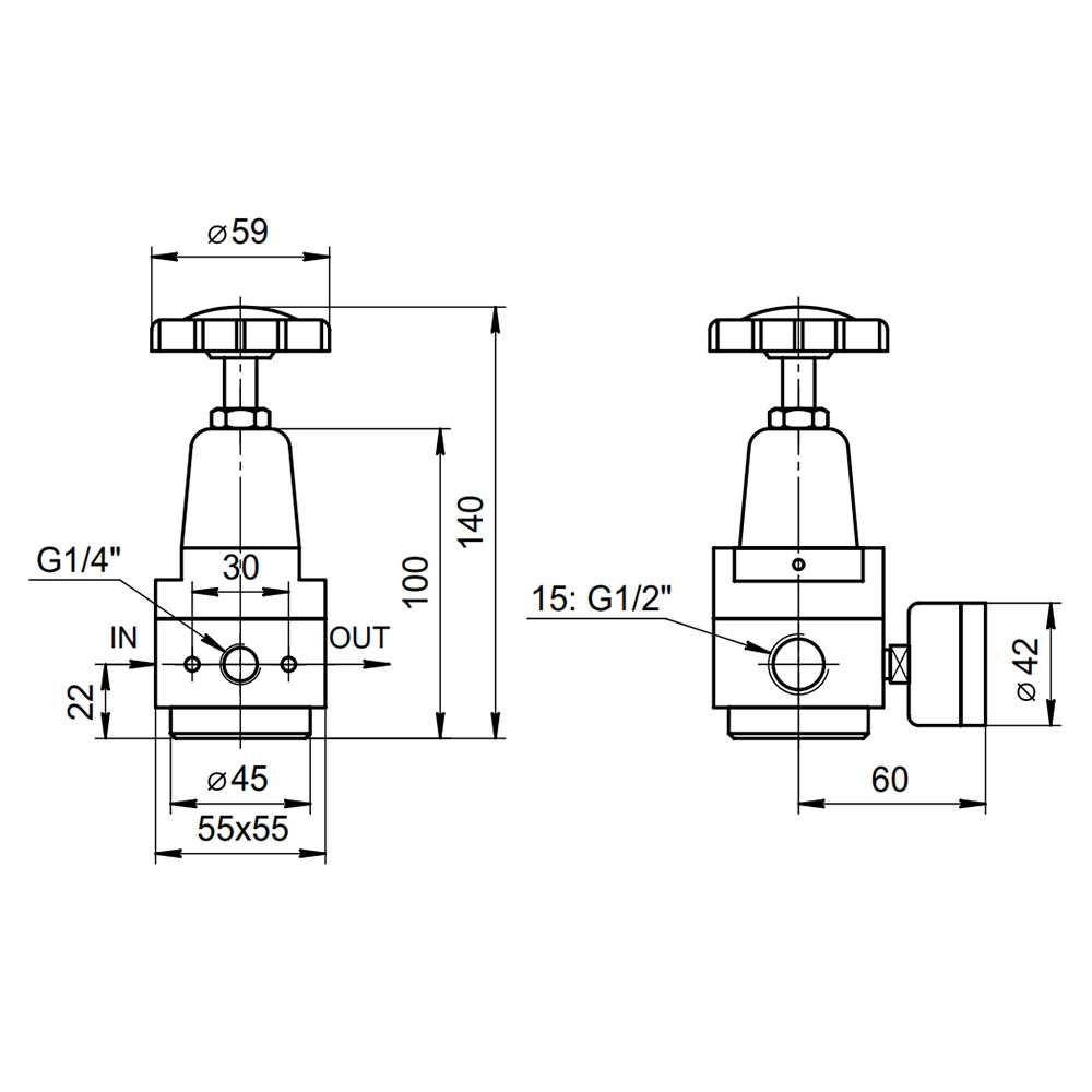 Регулятор давления в комплекте с манометром RH (QTYH-15, SA-RH-15), G1/2, 40 Бар #2
