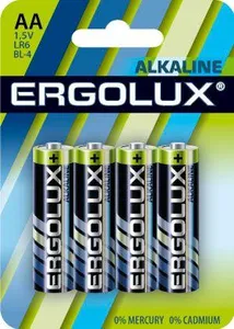 Элемент питания алкалиновый AA/LR6 1.5В Alkaline BL-4 (блист.4шт) Ergolux 11748 #1