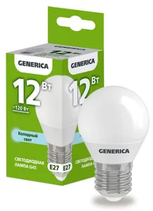 Лампа светодиодная G45 12Вт шар 6500К E27 230В GENERICA LL-G45-12-230-65-E27-G #1