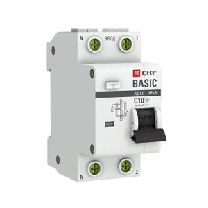 Выключатель автоматический дифференциального тока 1п+N C 10А 30мА тип AC 4.5кА АД-12 Basic EKF DA12-10-30-bas #1