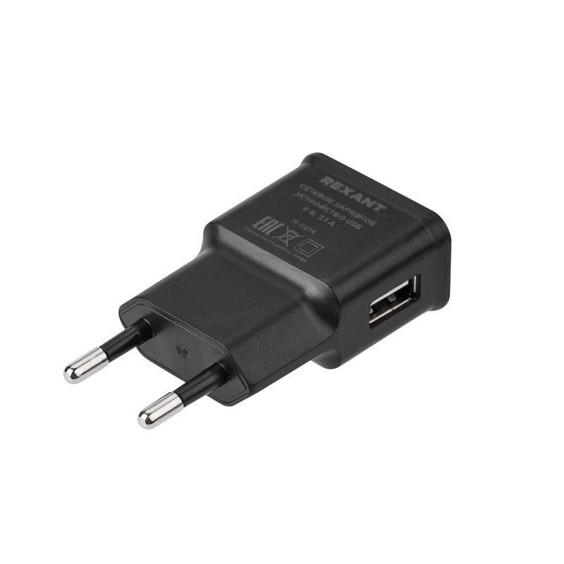 Устройство зарядное сетевое USB 5В 2.1A черн. Rexant 16-0274 #1