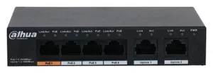 Коммутатор DH-PFS3006-4GT-60 4х100Мбит 3PoE+ 60Вт неуправляемый Dahua 1419356