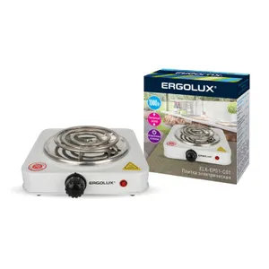 Электроплитка ELX-EP01-C01 1 конф. спиральный нагр. эл. 1000Вт 220-240В бел. Ergolux 13436 #1