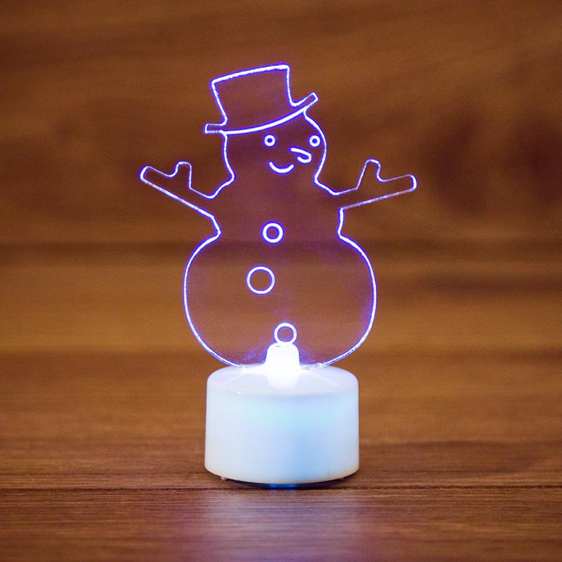 Фигура светодиодная "Снеговик в шляпе" 10см 1LED RGB 1.5Вт 4.5В IP20 на подставке элементы питания 3хAG13(LR44) (в компл.) Neon-Night 501-043 #1