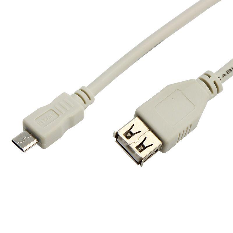 Шнур micro USB (male) - USB-A (female) 0.2м Rexant 18-1161 #1