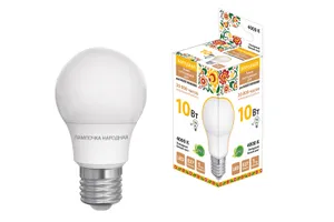 Лампа светодиодная НЛ-LED-A55-10 Вт-230 В-4000 К-Е27, (55х98 мм), Народная
