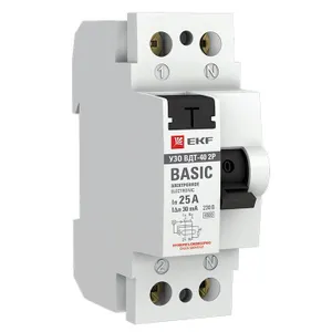 Выключатель дифференциального тока (УЗО) 2п 25А 30мА тип AC Basic электрон.EKF elcb-2-25-30e-sim #1