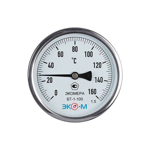 Термометр биметаллический БТ-1-100 160С Дк100 L=40 осевой ЭКОМЕРА #1