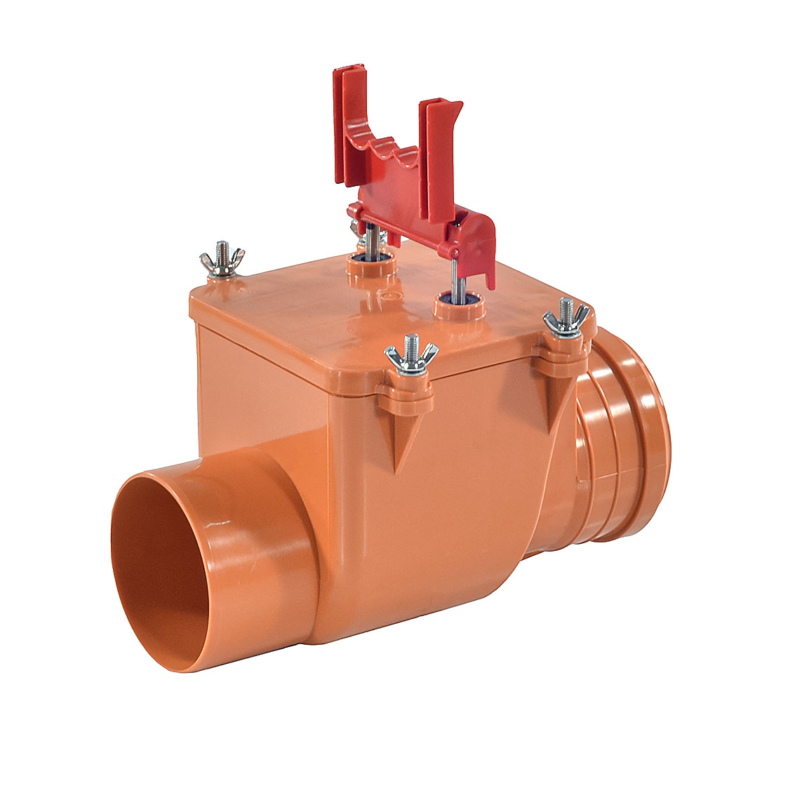 Клапан PP-H обратный канализационный коричневый для НПВХ и PP-H Дн 110 б/нап в/к #4