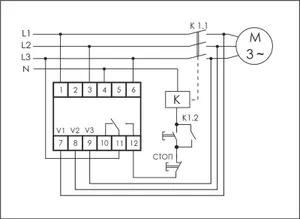 Реле контроля наличия фаз и состояния контактора CKF-2BT (контроль чередования; слипания фаз; регулировка задержки отключ. и порога асимметрии; контроль нижн. и верх. порогов напряжения; 1 модуль; монтаж на DIN-рейке) F&F EA04.003.005 #1