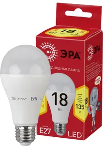 Лампы СВЕТОДИОДНЫЕ ЭКО ECO LED A65-18W-827-E27  ЭРА (диод, груша, 18Вт, тепл, E27) #1