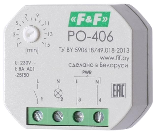 Реле времени PO-406 8А 230В 1НО IP20 задержка выключ./управ. контактом монтаж в коробку d-60мм F&F EA02.001.019 #1
