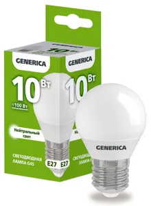 Лампа светодиодная G45 10Вт шар 4000К E27 230В GENERICA LL-G45-10-230-40-E27-G #1