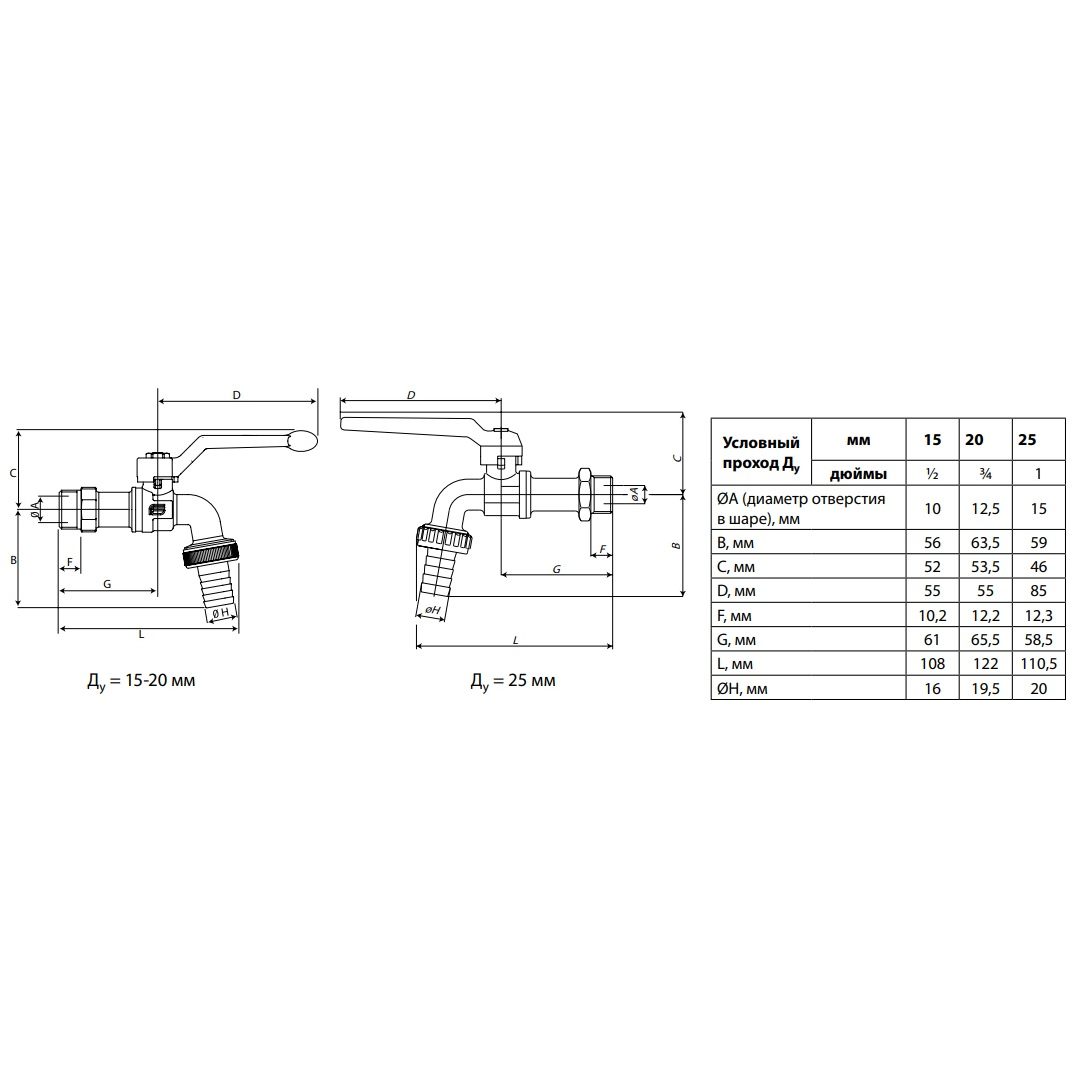 Кран шаровой водоразборный латунный BVR-C Ду25 Ру10 р/штуц рыч Danfoss 065B8202 #2