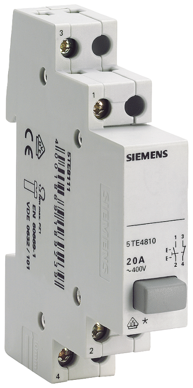 Выключатель кнопочный 20А 3NС+N d=70мм 1 кнопка сер. Siemens 5TE4812 #1