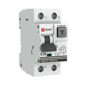 Выключатель автоматический дифференциального тока 2п C 16А 30мА тип A 6кА АВДТ-63 2мод. электрон. PROxima EKF DA63-16-30e #1