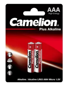 Элемент питания алкалиновый AAA/LR03 1.5В Plus Alkaline LR03-BP2 BL-2 (блист.2шт) Camelion 1651 #1