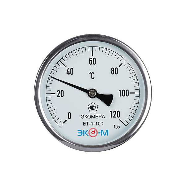 Термометр биметаллический БТ-1-100 120С Дк100 L=60 осевой ЭКОМЕРА #1