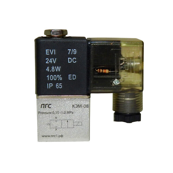 Клапан с ЭМУ G1/4", 0-0.7MPa 2V-025-08-DC24V 2/2 НЗ #1