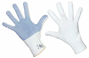 Перчатки нейлоновые с частичным покрытием ладони и пальцев точка ПВХ бел. Rexant 09-0260