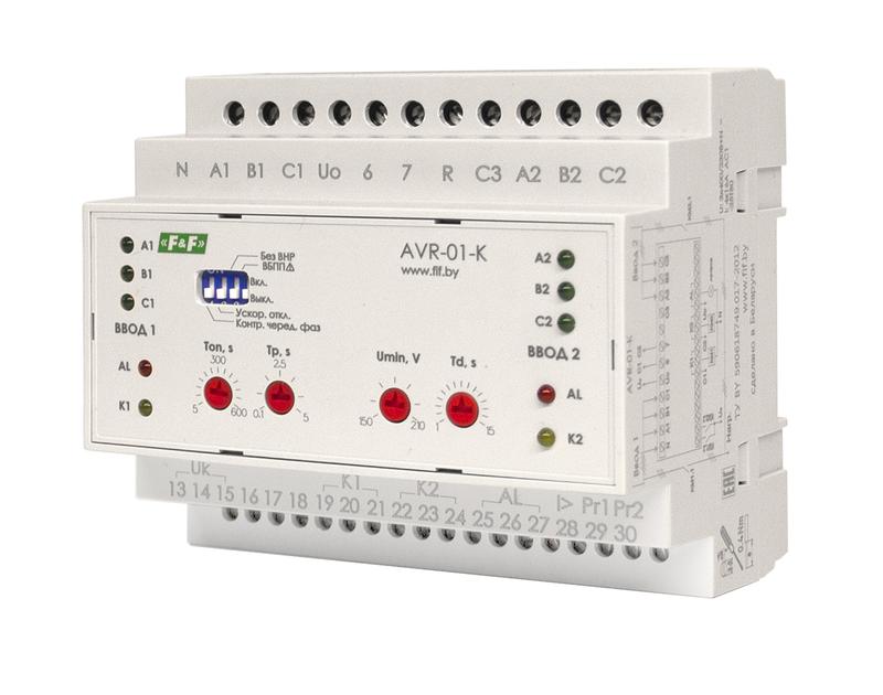 Устройство управления резервным питанием AVR-01-K (2 ввода; 1 нагрузка 35мм 3х400В+N 2х16А 2P IP20 монтаж на DIN-рейке) F&F EA04.006.001 #1