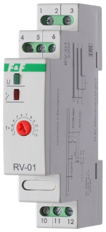 Реле времени RV-01 230В 16А задержка включ. 1..120с 1перекл. IP20 монтаж на DIN-рейке F&F EA02.001.007 #1