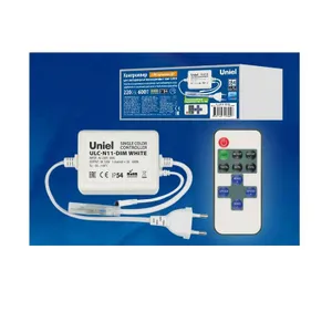Контроллер ULC-N11-DIM WHITE для управления светодиод. одноцветными ULS-2835 лентами 220В 1 вых. 600Вт с пультом ДУ ИК Uniel UL-00002277