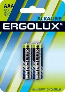 Элемент питания алкалиновый AAA/LR03 1.5В Alkaline BL-2 (блист.2шт) Ergolux 11743 #1