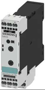 Реле контроля (аналог. рег.) контроль уровня контроль сопр. жидк. 2-200 ком превыш. и пониж. AC/DC 24 до 240В DC и AC 50 до 60Гц 1- или 2-точечный контроль задержка срабатывания ed 0.5 to 10s 1п контакт подпружин. тип Siemens 3UG45012AW30
