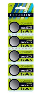 Элемент питания литиевый CR2032 BL-5 3В (блист.5шт) Ergolux 12051 #1