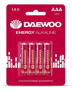 Элемент питания алкалиновый AAA/LR03 1.5В Energy Alkaline 2021 BL-4 (уп.4шт) DAEWOO 5029903 #1