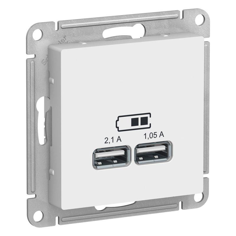 Механизм розетки USB AtlasDesign 5В 1порт х 2.1А 2порта х 1.05А бел. SchE ATN000133 #1