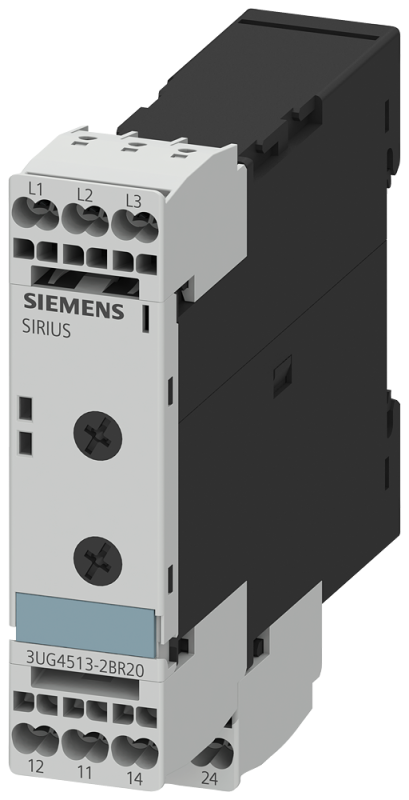Реле контроля выпадения фазы ичередования фаз фиксированная уставка снижения напряжения 20% 3X 160 до 690В AC 50 до 60Гц гистерезис 5% время задержки срабатывания 0-20с 2 перекидных контакта пружинное присоединение Siemens 3UG45132BR20 #1