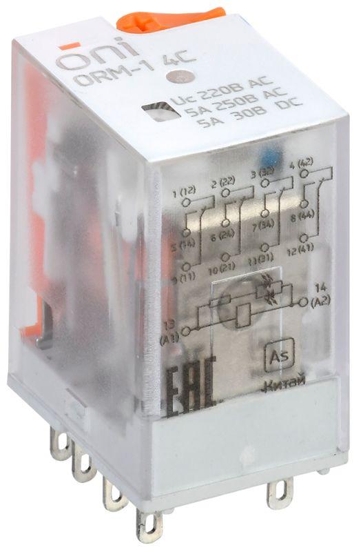 Реле интерфейсное ORM-1 4C 220В AC с LED и тест. кнопкой ONI ORM-1-4C-AC220V-L-B #1