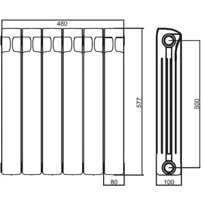 Радиатор биметаллический Monolit 500 10 секций Qну=1960 Вт RAL 9016 (белый) RIFAR M 500-10 #2