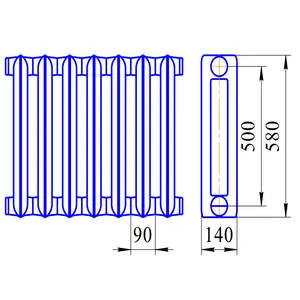 Радиатор чугун МС-140М2 500 7 секционный Qну=1022Вт Ду20 НАО НТКРЗ #2