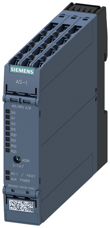 Модуль AS-i SlimLine Compact SC22.5 цифровой A/B-подчиненный компонент 4 ЦВх/4 РелВых IP20 4х вход для 3-проводн. датчика с перекл. 4х релейный выход 1А 24В DC винтовые клеммы установочн. ширина 225мм Siemens 3RK24022CE002AA2 #1