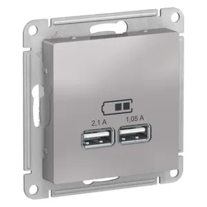 Розетка USB AtlasDesign тип A+A 5В 1х2.1А 2х1.05А механизм алюм. SE ATN000333 #1