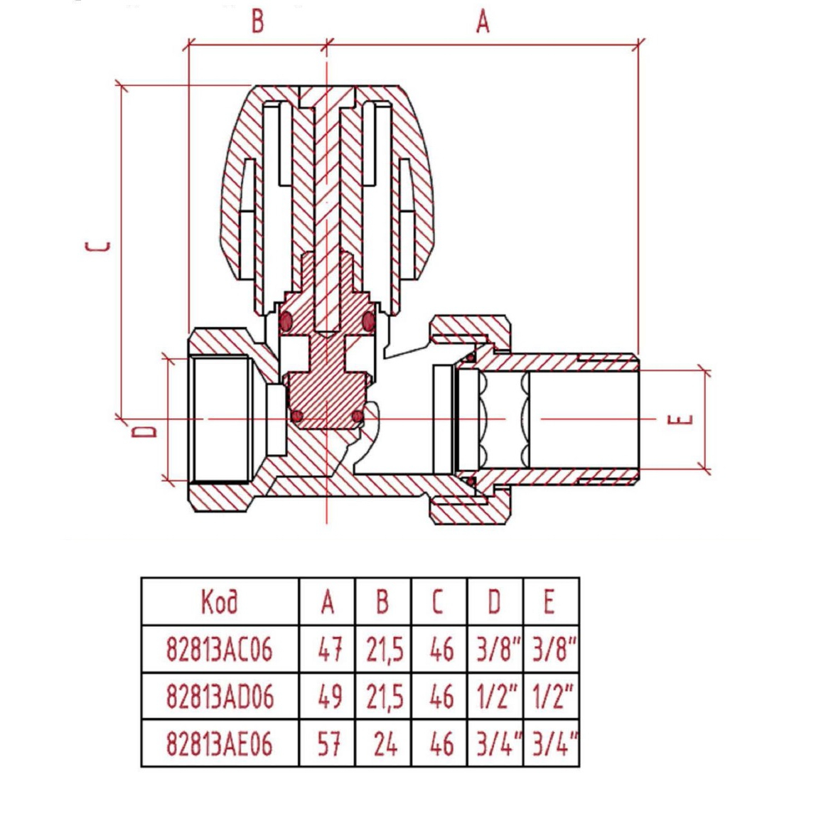 Клапан ручной регулировки для радиатора Ду15 Ру10 ВР прям Icma 82813AD06 #2