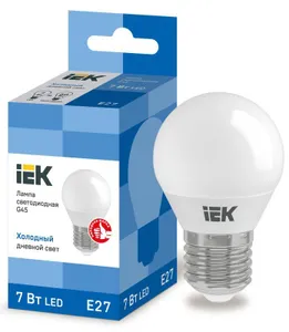 Лампа светодиодная ECO G45 7Вт шар 6500К E27 230В IEK LLE-G45-7-230-65-E27 #1