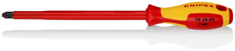 Отвертка крестовая PH4 VDE 1000В длина лезвия 200мм L-320мм диэлектрическая 2-компонентная рукоятка Knipex KN-982404 #1