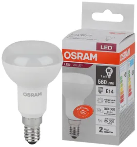 Лампа светодиодная LED Value LVR60 7SW/840 грибовидная матовая E14 230В 10х1 RU OSRAM 4058075581692