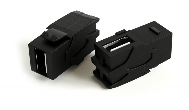 Вставка KJ1-USB-VA2-BK формата Keystone Jack с прох. адапт. USB 2.0 (Type A) 90 градусов ROHS черн. Hyperline 251218 #1